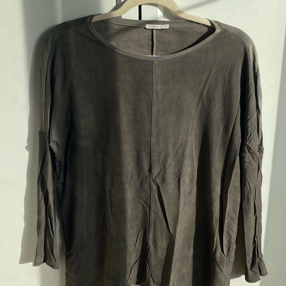 MARELLA Gray Oversized 3/4 Sleeve Blouse